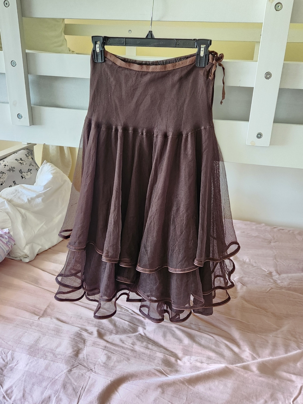 lilith vtg fairy goth whimsy side tie mesh overlay tiered skirt France Sml - Picture 3 of 10